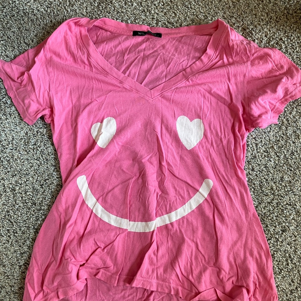 Wildfox Pink V-Neck Tee